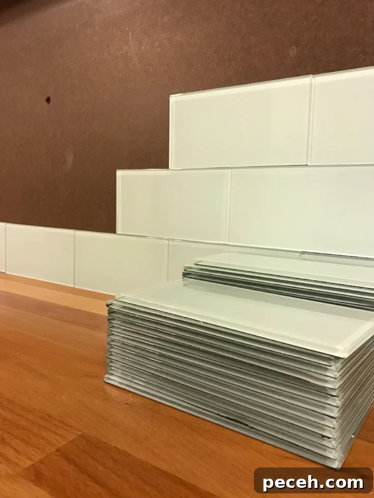 How to Install Peel-and-Stick Glass Tile Backsplash Quickly 10 glass peel and stick tiles