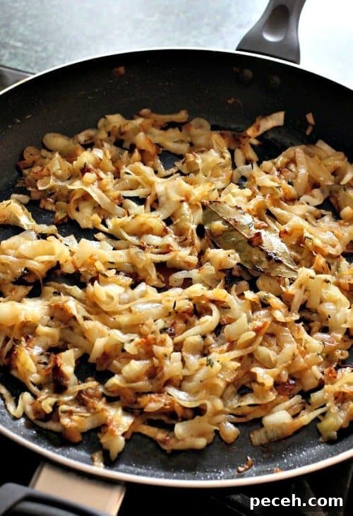 Strip Steak with Caramelized Onion Sauce and Fresh Herbs 4 strip-steak-onion-sauce-onions-brown