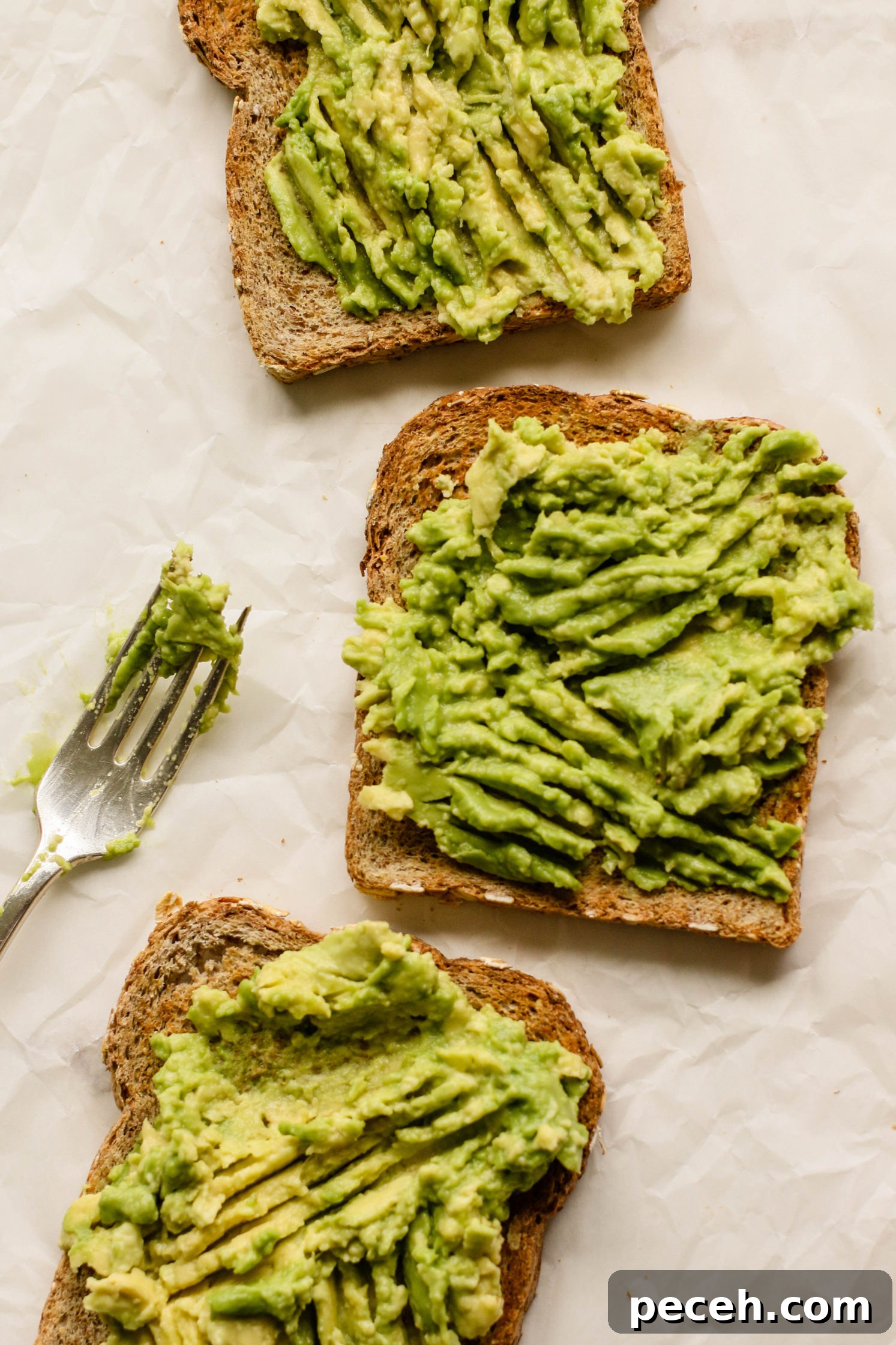 Apple Pie Avocado Toast Recipe: Cinnamon Maple Fall Breakfast 5 toasted bread with avocado smashed on top with fork