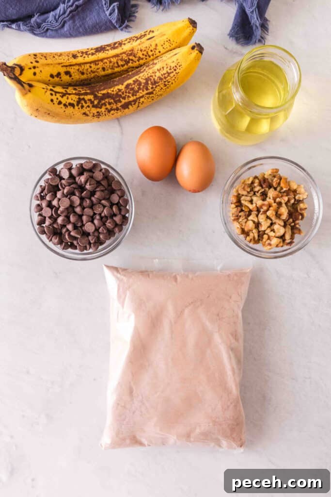 ingredients to make brownie banana bread