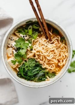 healthy homemade vegan ramen in bowl