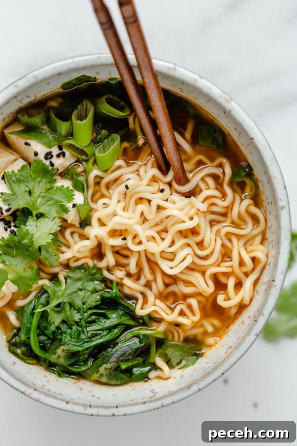 Vegan Ramen Recipe: Fast Homemade Broth and Noodles 5 vegan ramen noodles soup with chopsticks