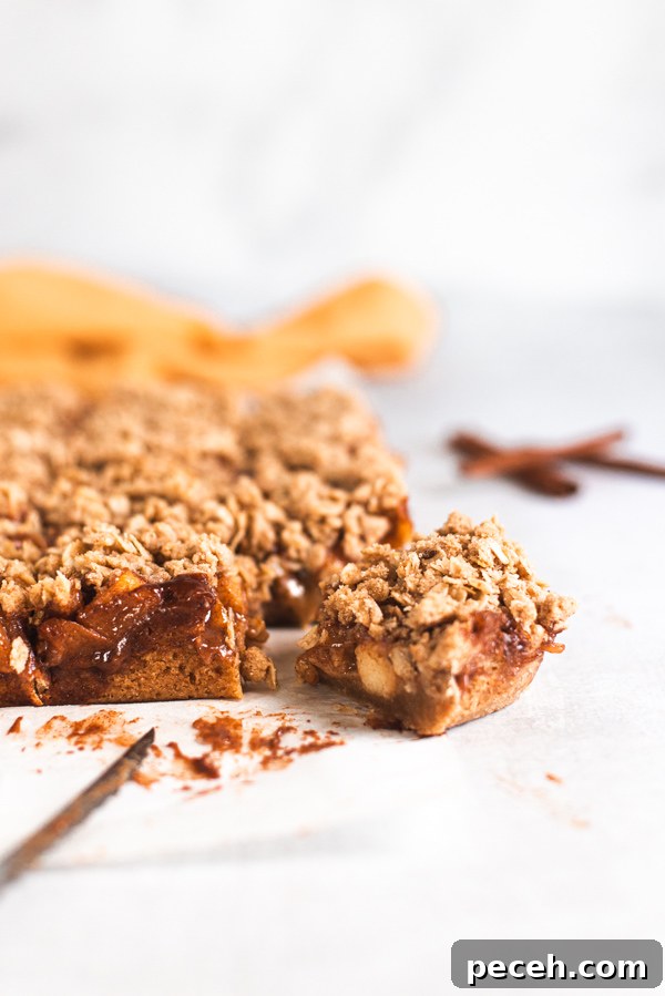 Apple Crisp Blondie Bars Recipe with Cinnamon Oat Topping 3 Layers of apple crisp blondie bars