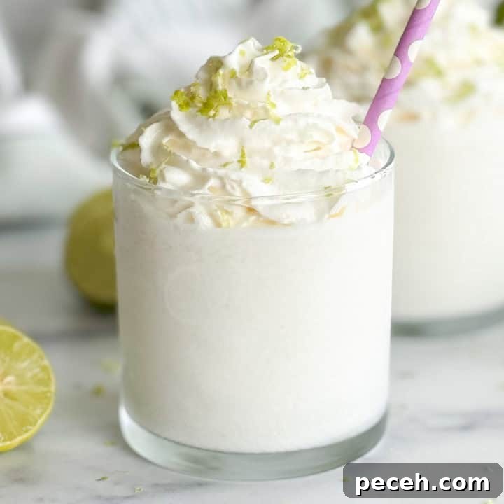 Classic Piña Colada Recipe: How to Make the Tropical Cocktail at Home 5 Blended key lime colada in glasses.