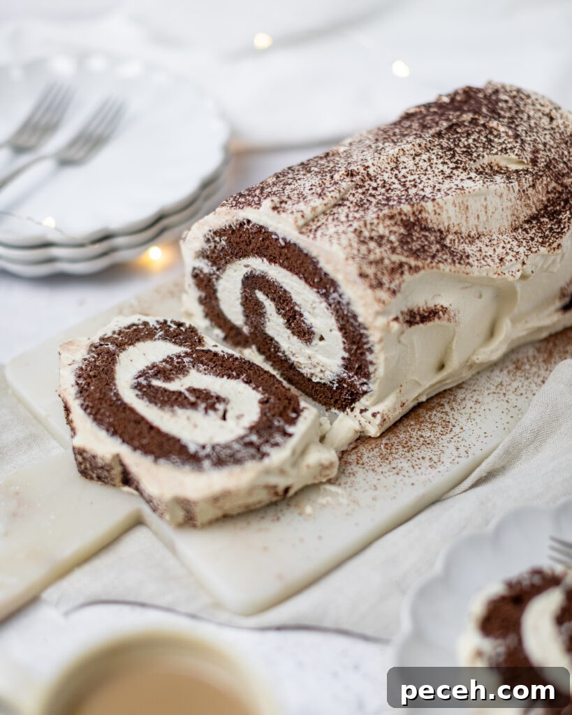 Decadent Chocolate Espresso Swiss Roll Recipe 7 This Chocolate Espresso Roll is as classic as it gets. It features a light, coffee-infused chocolate sponge cake filled with a sweet coffee cream filling—making it the perfect dessert for any chocolate (and coffee) lover!