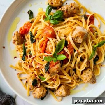 Spicy Italian Sausage Pasta Recipe for Quick Weeknight Dinners 10 sausage pasta on a white plate