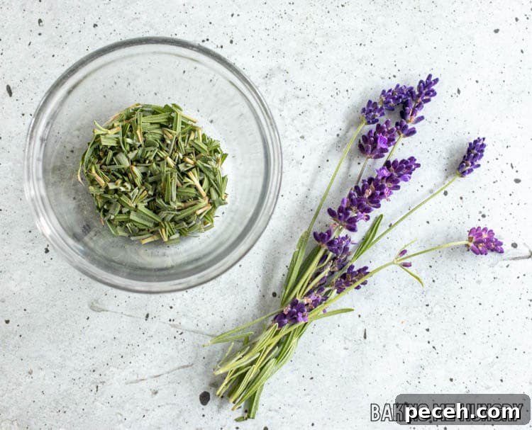 Honey Lavender Syrup Recipe for Lattes, Cocktails & Desserts 10 chopped lavender in small bowl