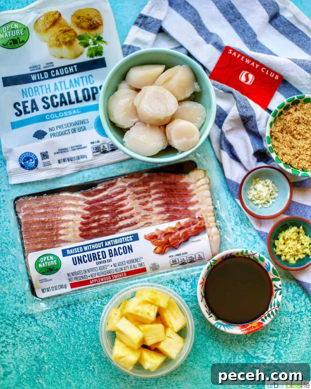 Teriyaki-Glazed Bacon-Wrapped Scallops on the Grill 3 ingredients to make grilled bacon-wrapped scallop skewers
