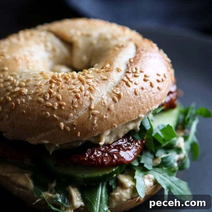 Mediterranean bagel sandwich
