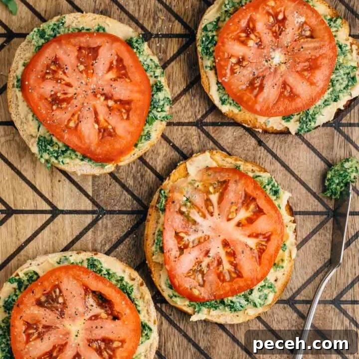 Pesto bagel thin sandwich