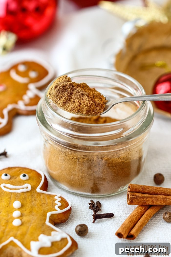 Homemade Gingerbread Spice Mix Pic Glass jar of homemade gingerbread seasoning with cookies, cloves and cinnamon sticks.