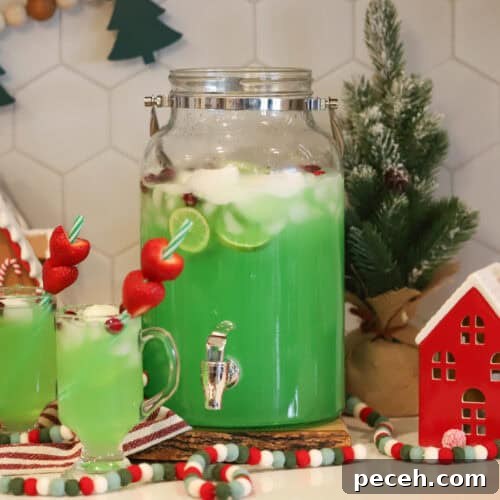 how to make grinch punch, green christmas punch idea