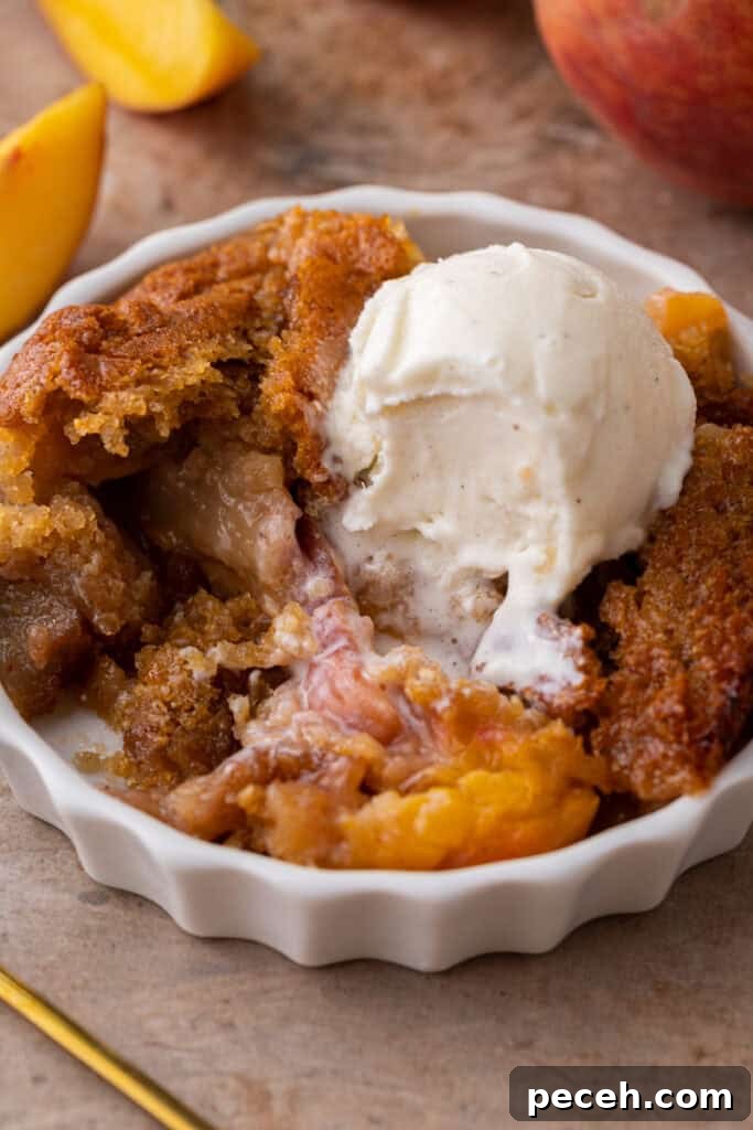 Classic Old-Fashioned Peach Cobbler Recipe You’ll Love 15 overhead shot of the old fashioned peach cobbler recipe