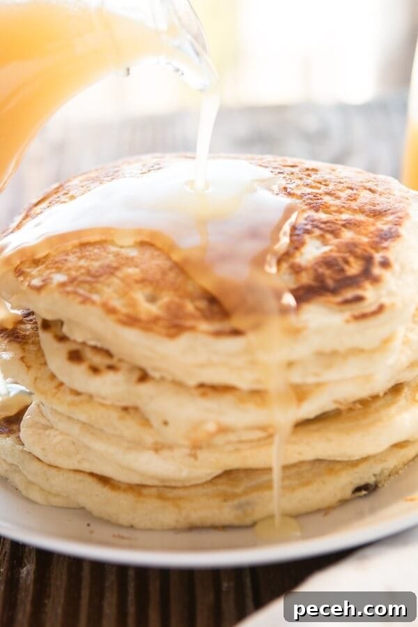Weekly Meal Plan: Sept 18–24 with Simple Dinners and Prep Tips 7 Pancakes stacked up on a plate with buttermilk syrup. melt in your mouth buttermilk pancakes ohsweetbasil.com