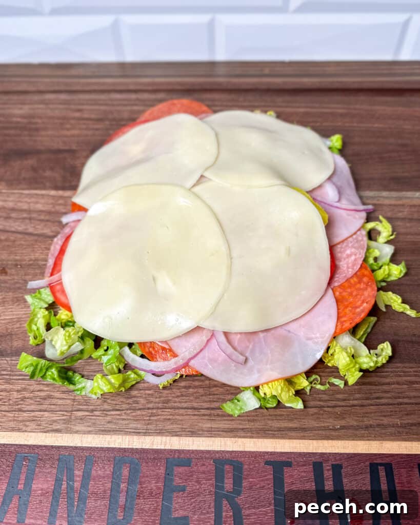 Stacked sandwich ingredients