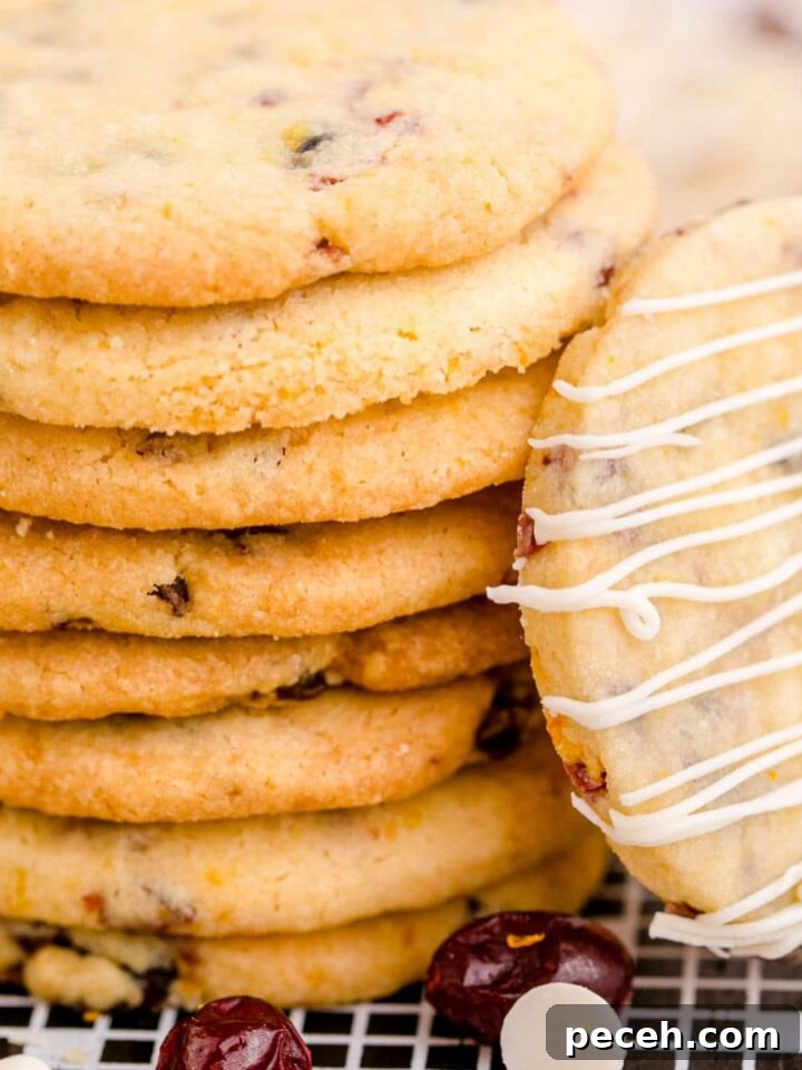 Snowflake Sugar Cookies: Festive Icing & Decorating Guide 7 cranberry orange shortbread cookie closeup of them stacked up