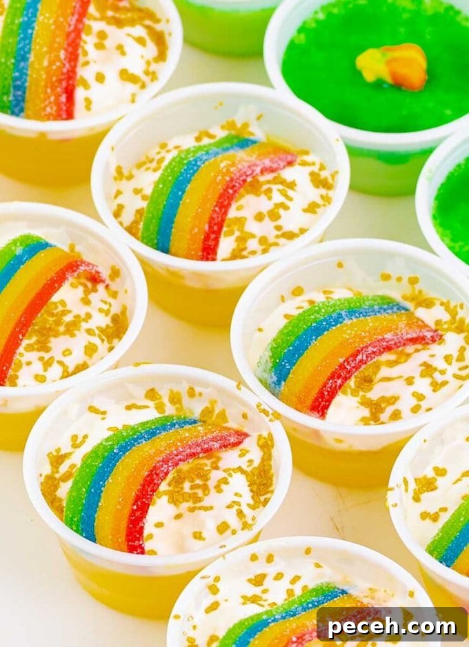 Pot of Gold Jello Shots for St. Patrick's Day 2 pot o' gold jello shots with key lime shots in the background