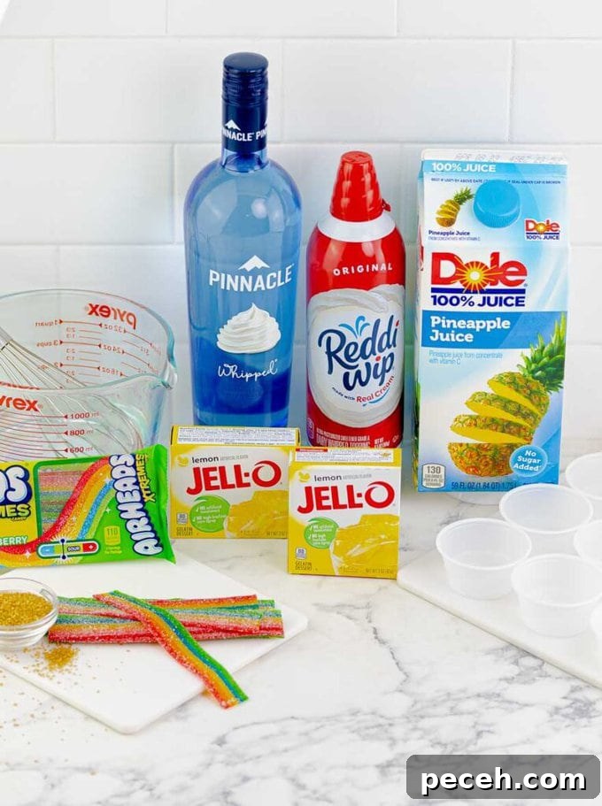 Pot of Gold Jello Shots for St. Patrick's Day 4 ingredients for pot o' gold jello shots