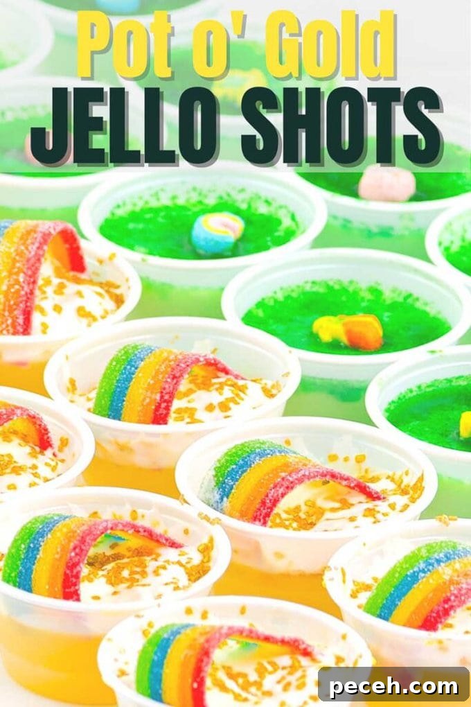 Pot of Gold Jello Shots for St. Patrick's Day 8 pinterest pin image for pot o' gold jello shots