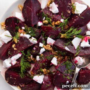 beetroot salad with feta cheese.