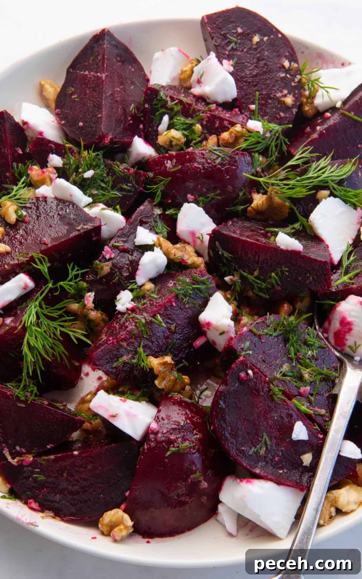 Vibrant Beetroot Salad with Citrus Vinaigrette 9 beetroot salad with fresh dill, walnuts and feta.