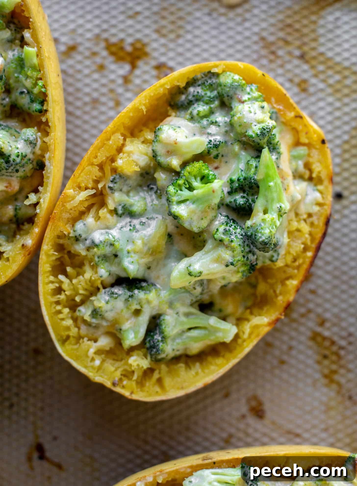 Spaghetti Squash Stuffed with Broccoli and Cheddar 6 stuffed the spaghetti squash with broccoli cheddar