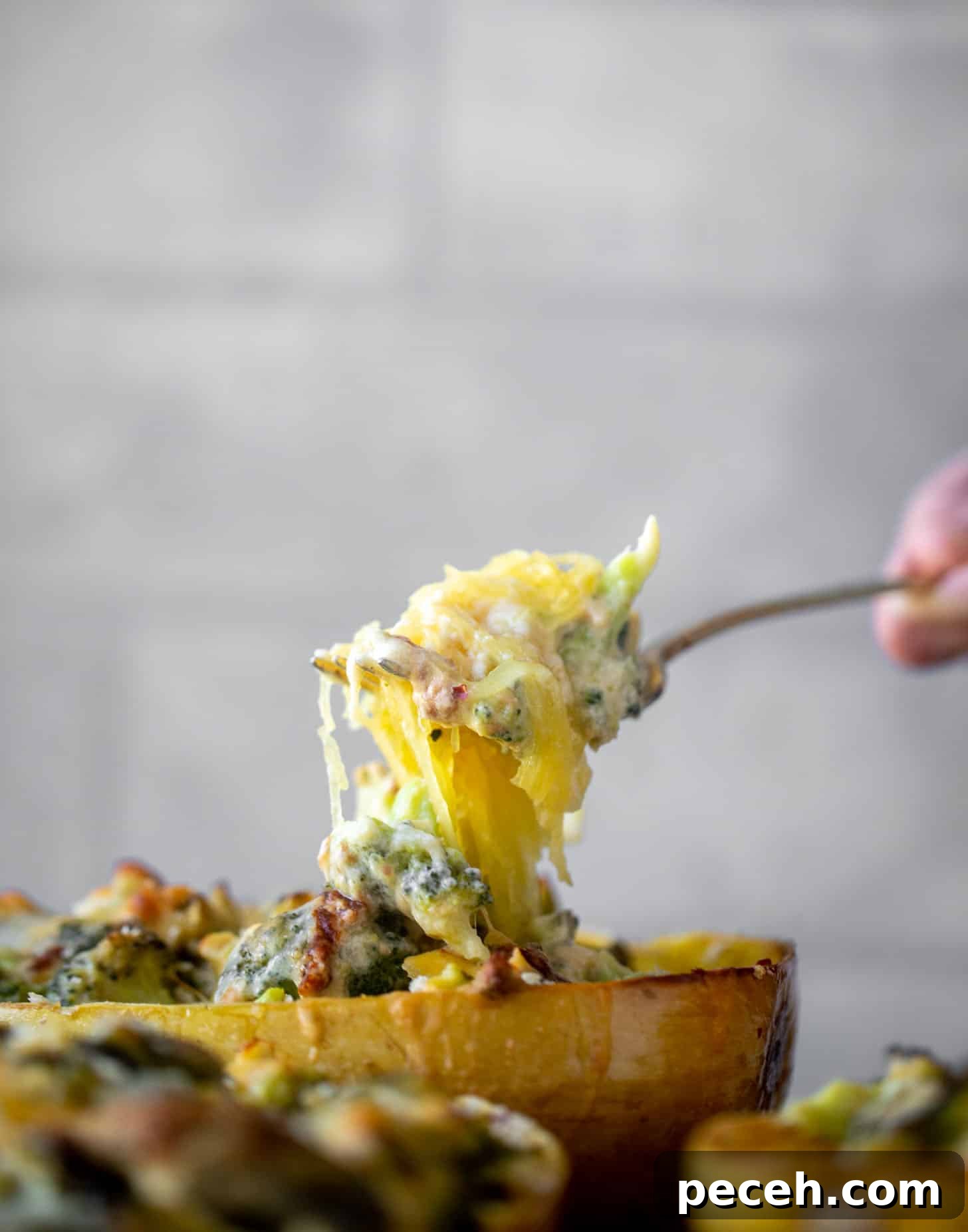 Spaghetti Squash Stuffed with Broccoli and Cheddar 7 broccoli cheddar stuffed spaghetti squash
