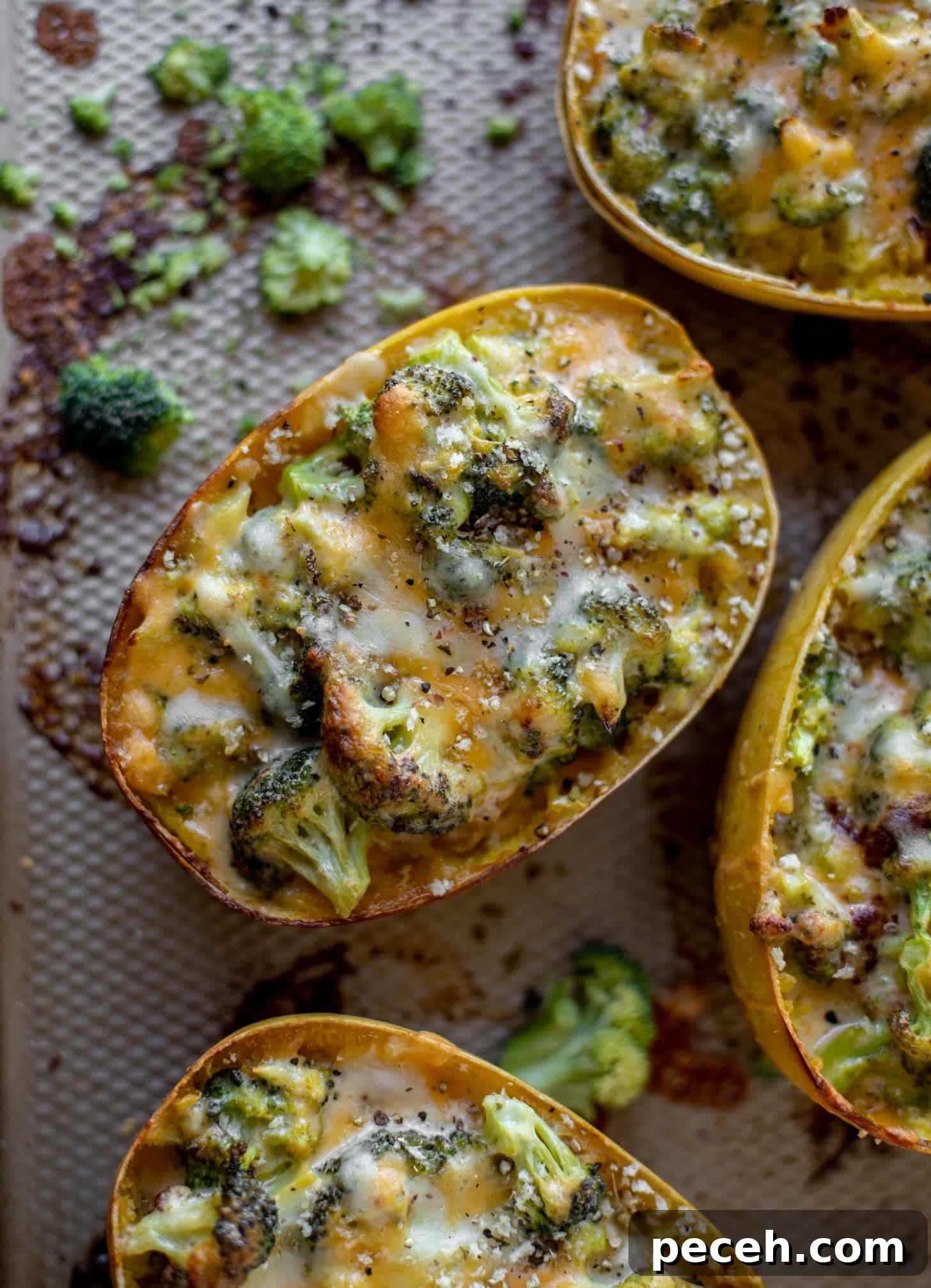 Spaghetti Squash Stuffed with Broccoli and Cheddar 8 broccoli cheddar stuffed spaghetti squash