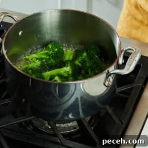 Stovetop Steamed Broccoli for Tender, Vibrant Florets 10 Steamed broccoli in pot on stove.